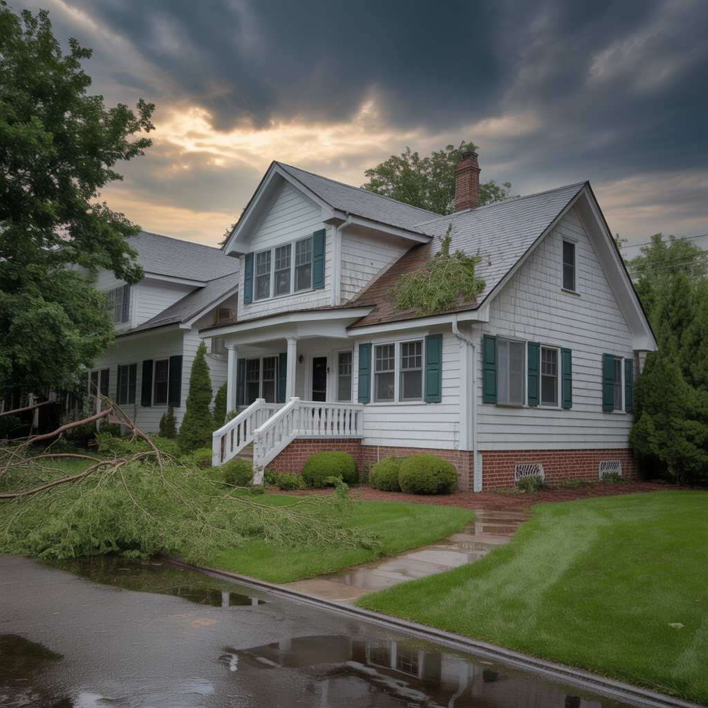 Storm damage signs on a New Jersey roof after high winds