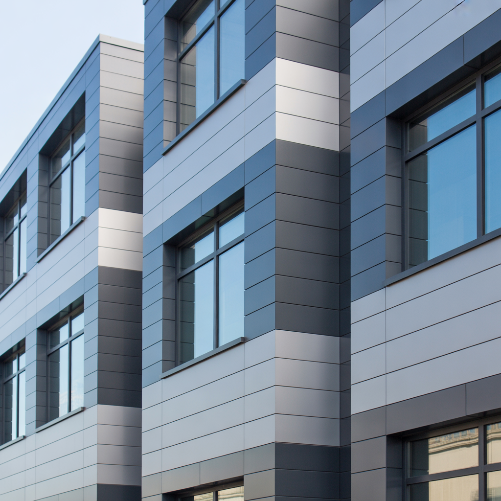 Commercial siding installation on an office building in New Jersey.