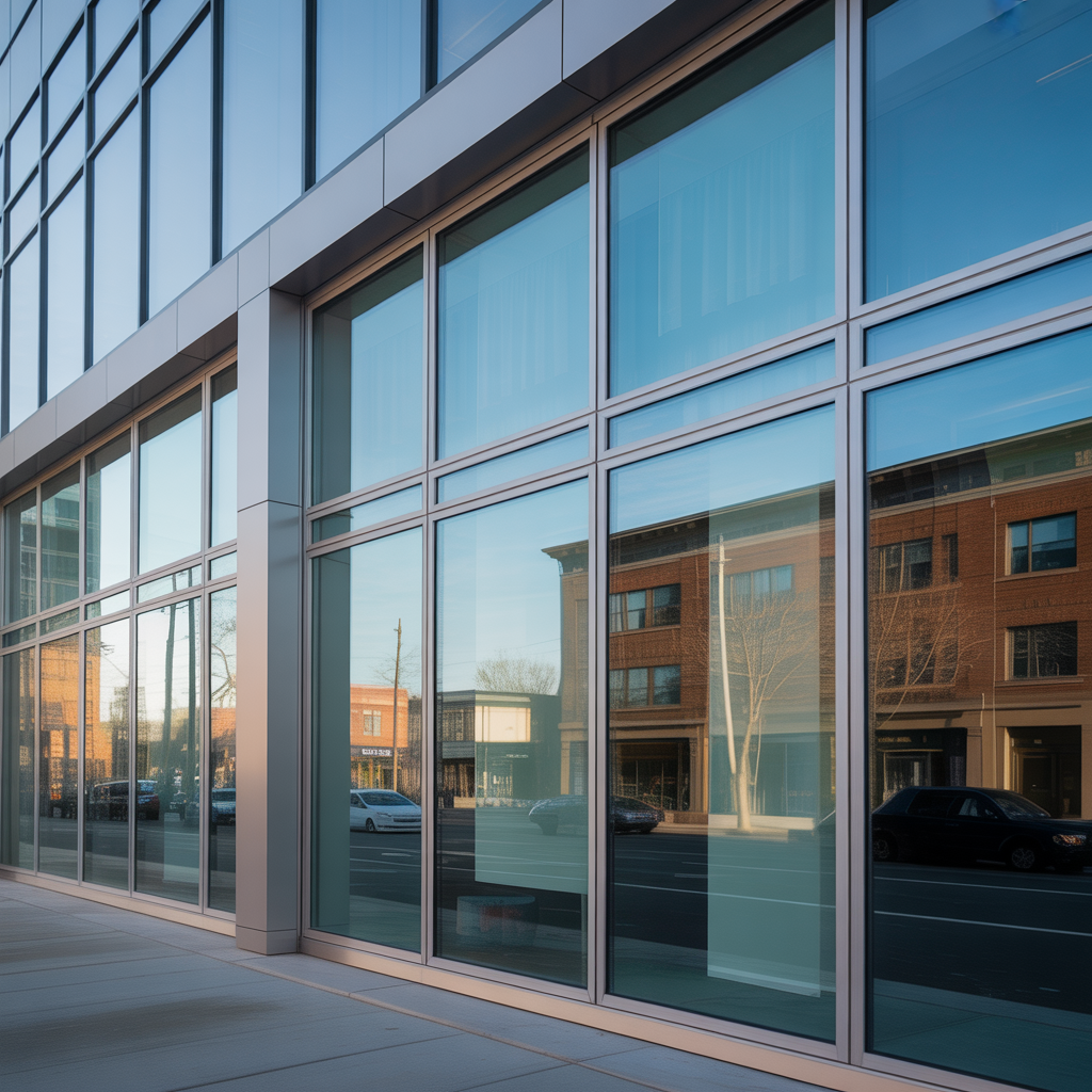 Commercial building in New Jersey with new energy-efficient commercial windows.
