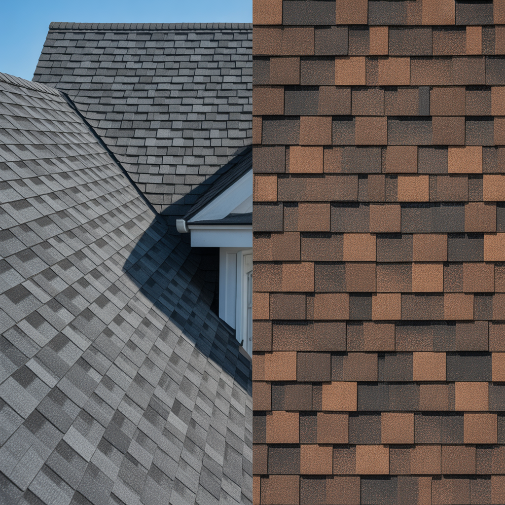 Comparison of GAF and Owens Corning shingles on a New Jersey roof.