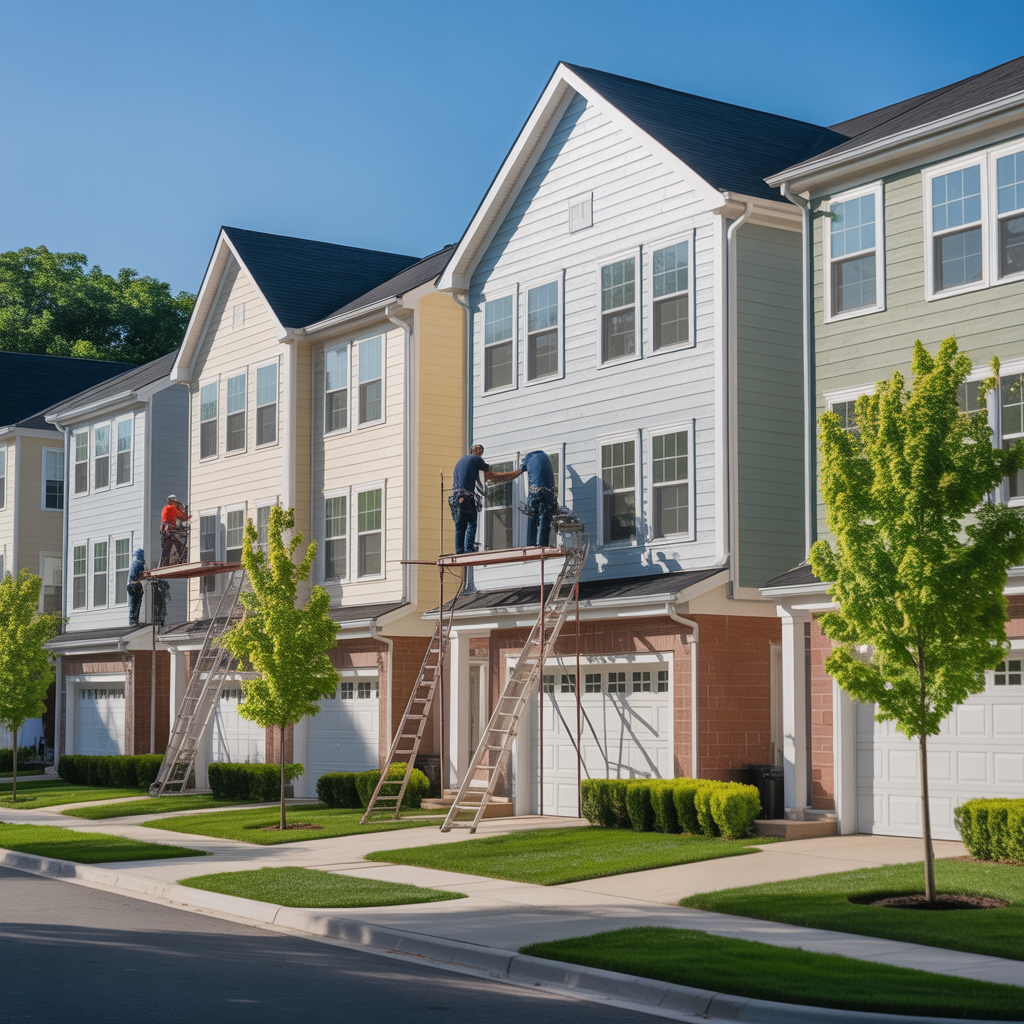 HOA community in New Jersey undergoing a multi-unit siding project.
