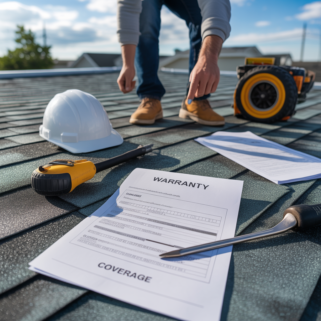 Commercial roof warranty documents being reviewed on a NJ building.
