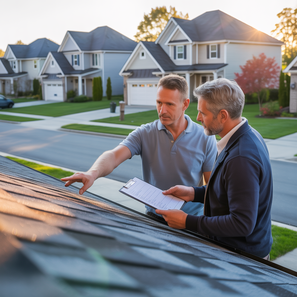 Homeowner in Howell Township reviewing a checklist of things to watch for when hiring a roofer.