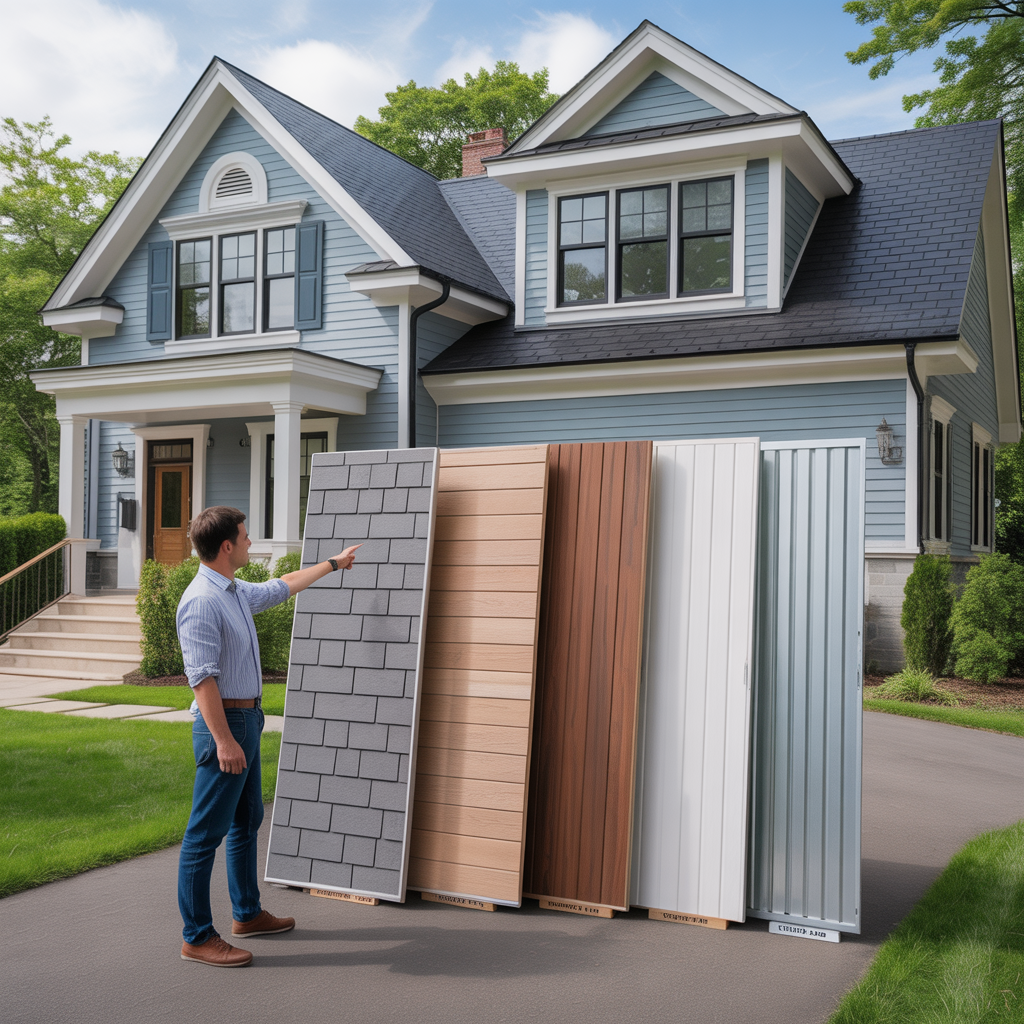 Siding material samples being compared for a Howell Township, NJ home.
