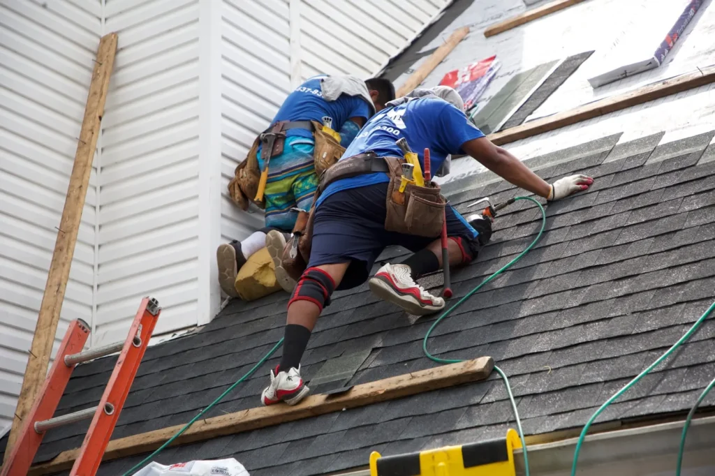 Keystone roofer installing new shingles on a New Jersey home
