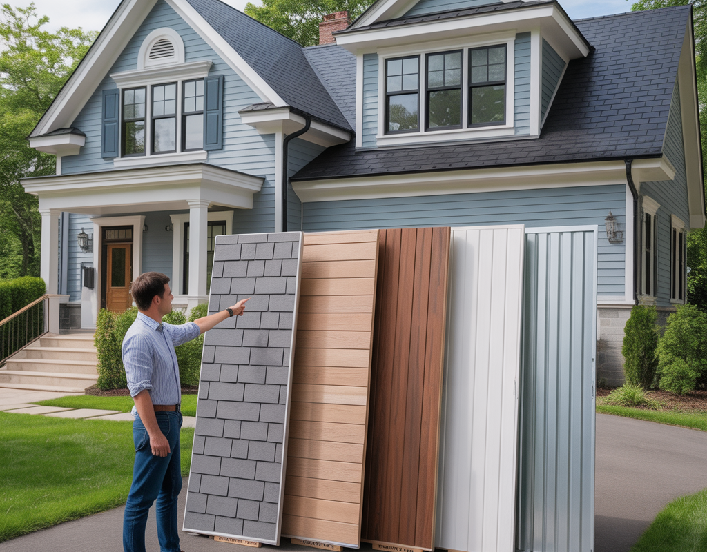 Siding material samples being compared for a Howell Township, NJ home.