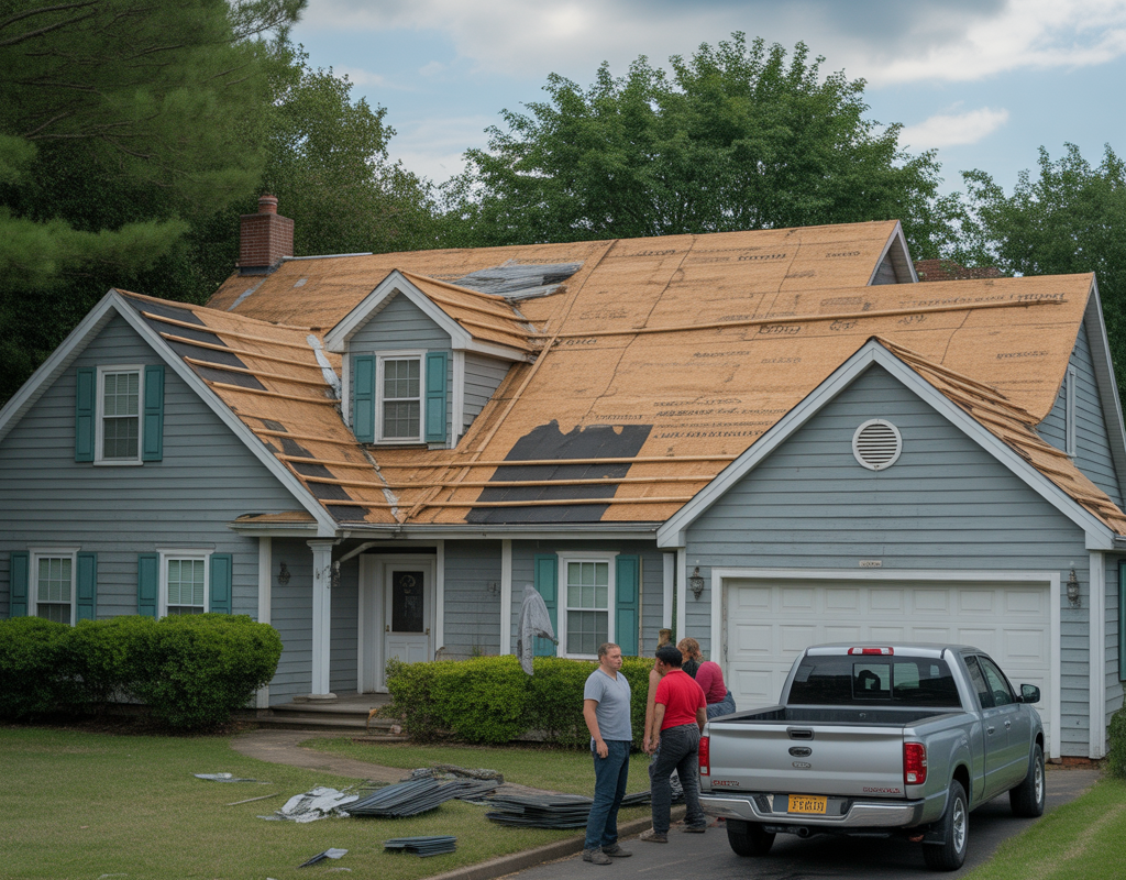 Poor roofing work on a Howell Township home with warning signs of an unprofessional contractor.