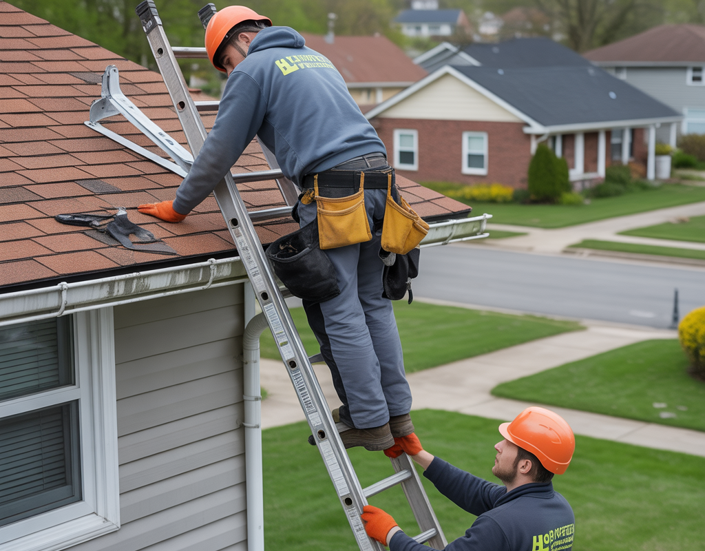 Roofer nearly injured on a Howell Township property, illustrating the importance of insurance and safety protocols.